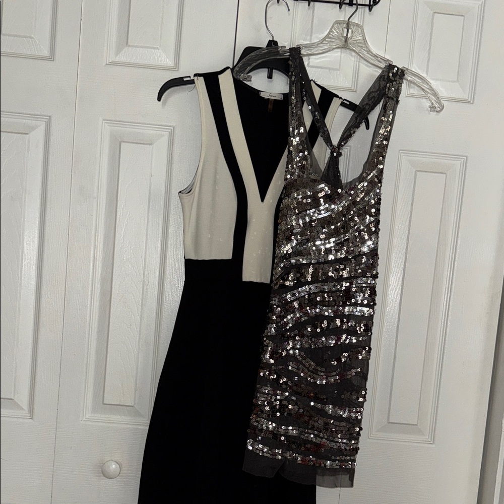 3 dresses 1price Silver Sequin 1 black 1 black & white dress